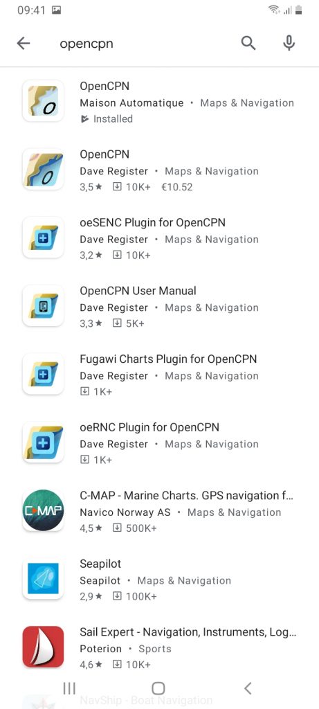 opencpn from the app store